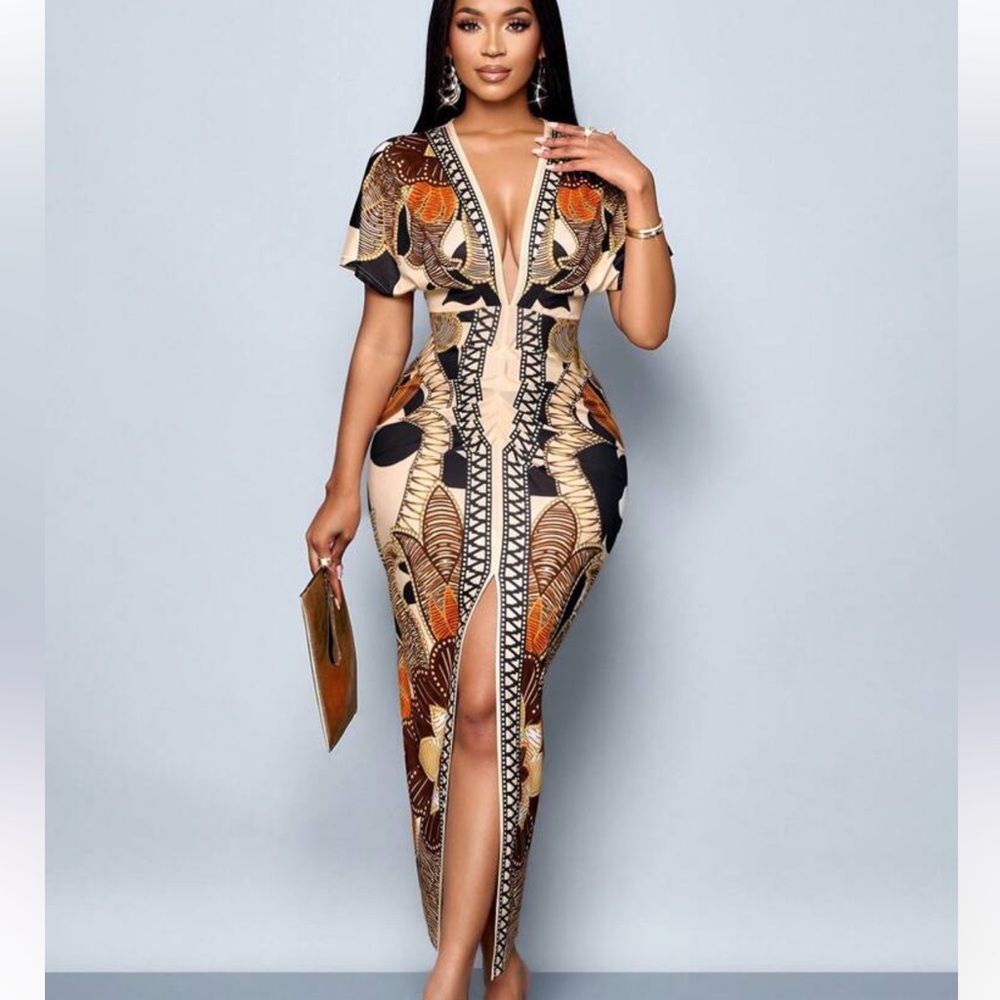 Elegant Black and Tan Women Dress